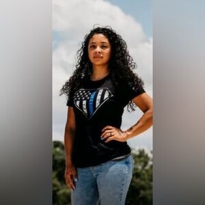 Grunt Style American Flag Superman Blue Line Crest Tee Size Medium